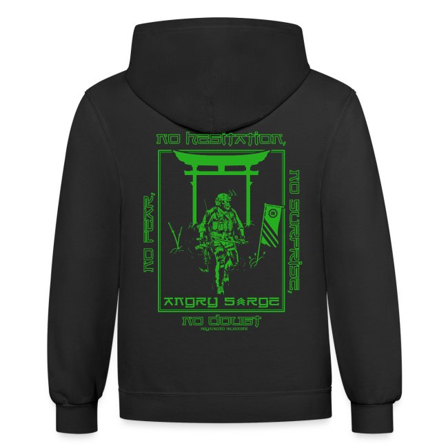 Contrast Hoodie</br>Sarge Stripes & Warrior</br><sup>(with Words)</sup> - Image 3