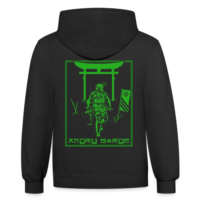 Contrast Hoodie</br>Sarge Stripes & Warrior</br><sup>(without Words)</sup> - Image 3